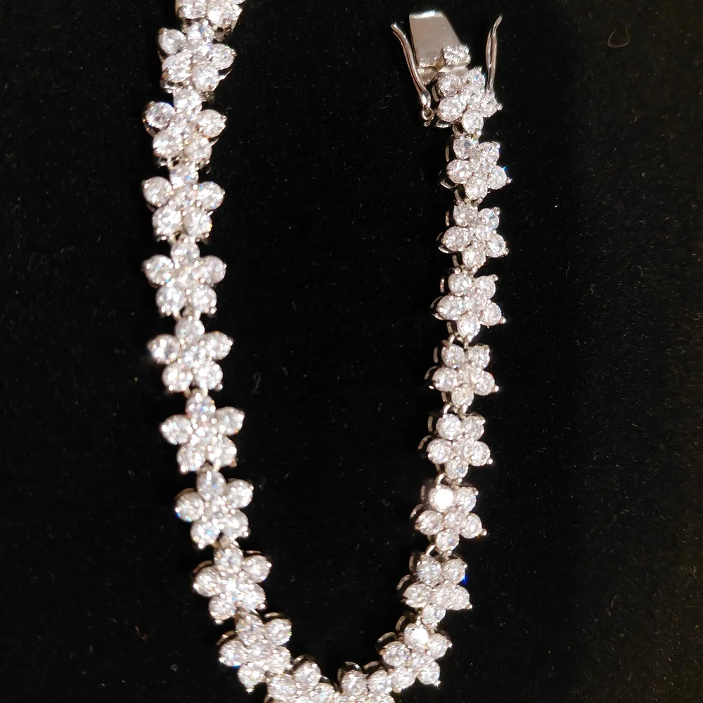 QVC - Elegant Silver Floral Bracelet - Picture 1 of 8